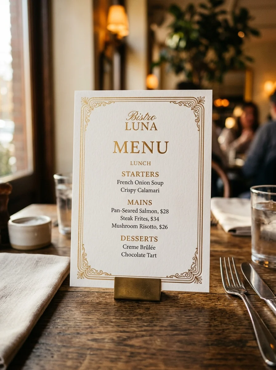 Table Menu Card